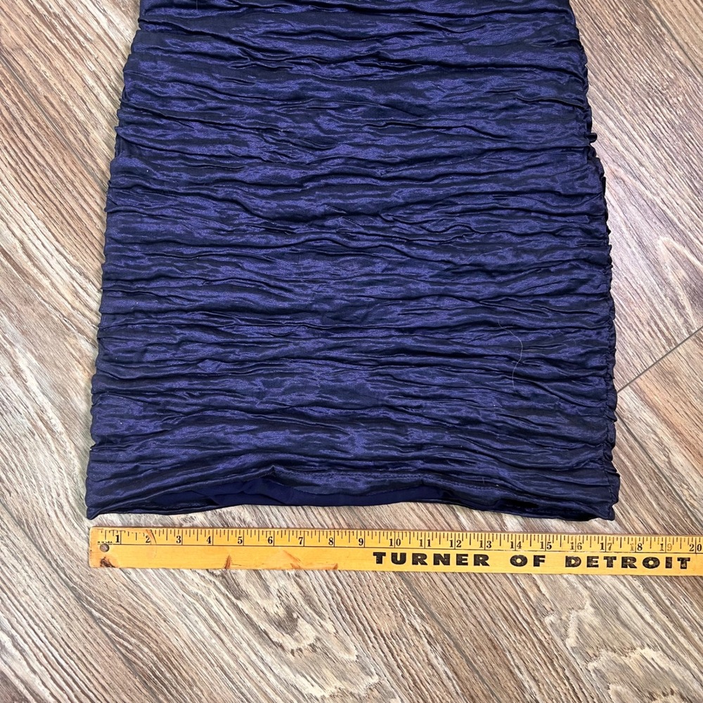 BCBGMAXAZRIA Womens Strapless Crinkle Mini Dress 4 Blue Silver Metallic Good - Picture 11 of 11